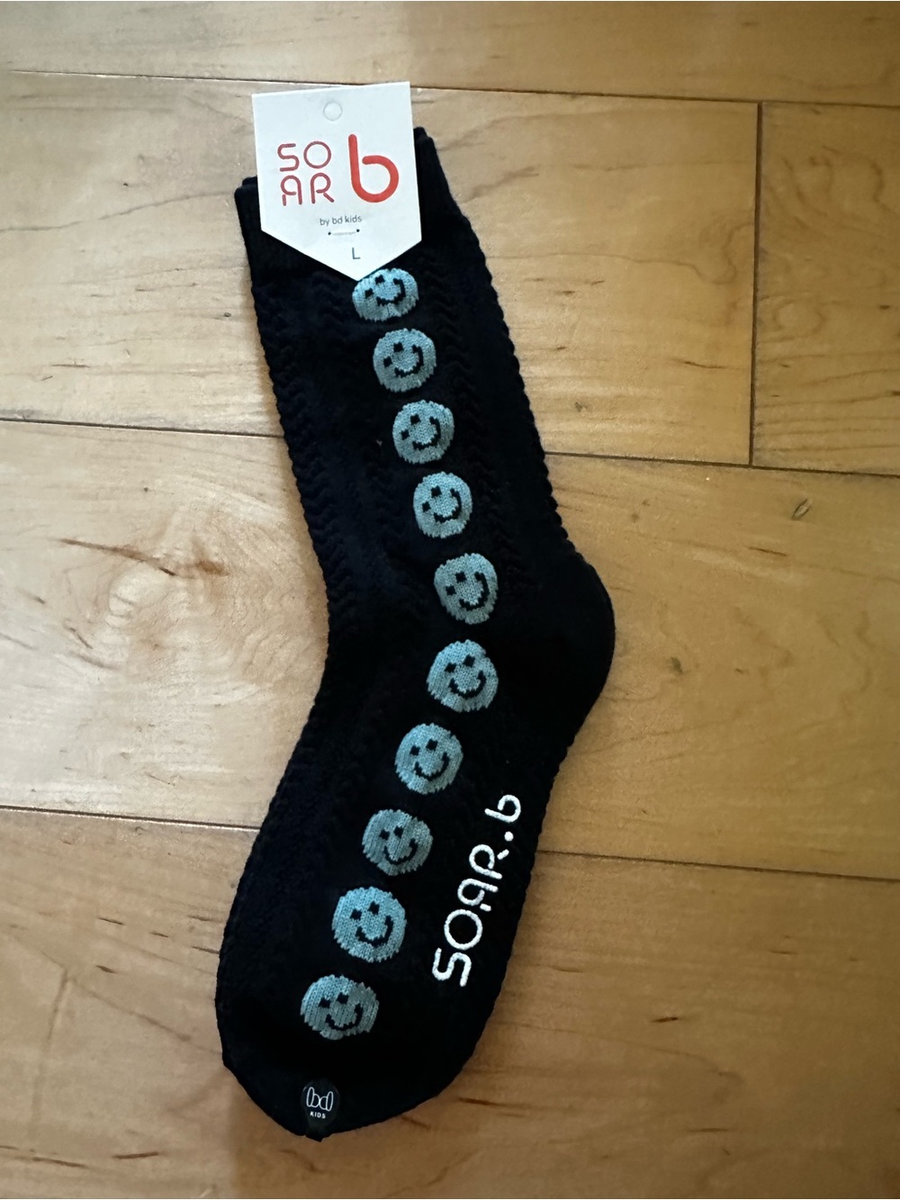 Black Socks with Light Blue Smiley Pattern - Men